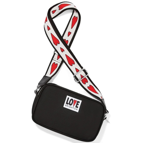 Brighton Love crossbody bag black white red hearts NWOT - Picture 2 of 11